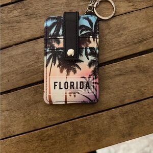 Robin Ruth Florida Palm Tree Card Holder Keychain - Blue, Pink, Black